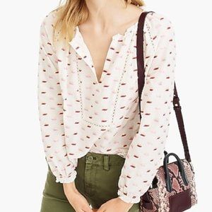J. Crew, Point Sur, Popover Metallic Clip Dot Blouse